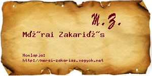 Mérai Zakariás névjegykártya