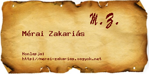 Mérai Zakariás névjegykártya